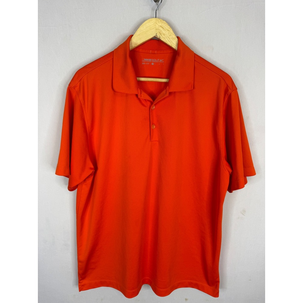 Nike Golf Dri-FIT Polo‎ Shirt Mens Large Orange Short Sleeve Swoosh Logo